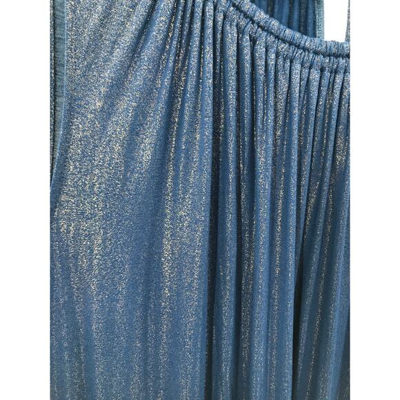 Lane Bryant Sleeveless Knit Midi Dress Plus Size 22/24 Blue Gold Metallic - Picture 4 of 11